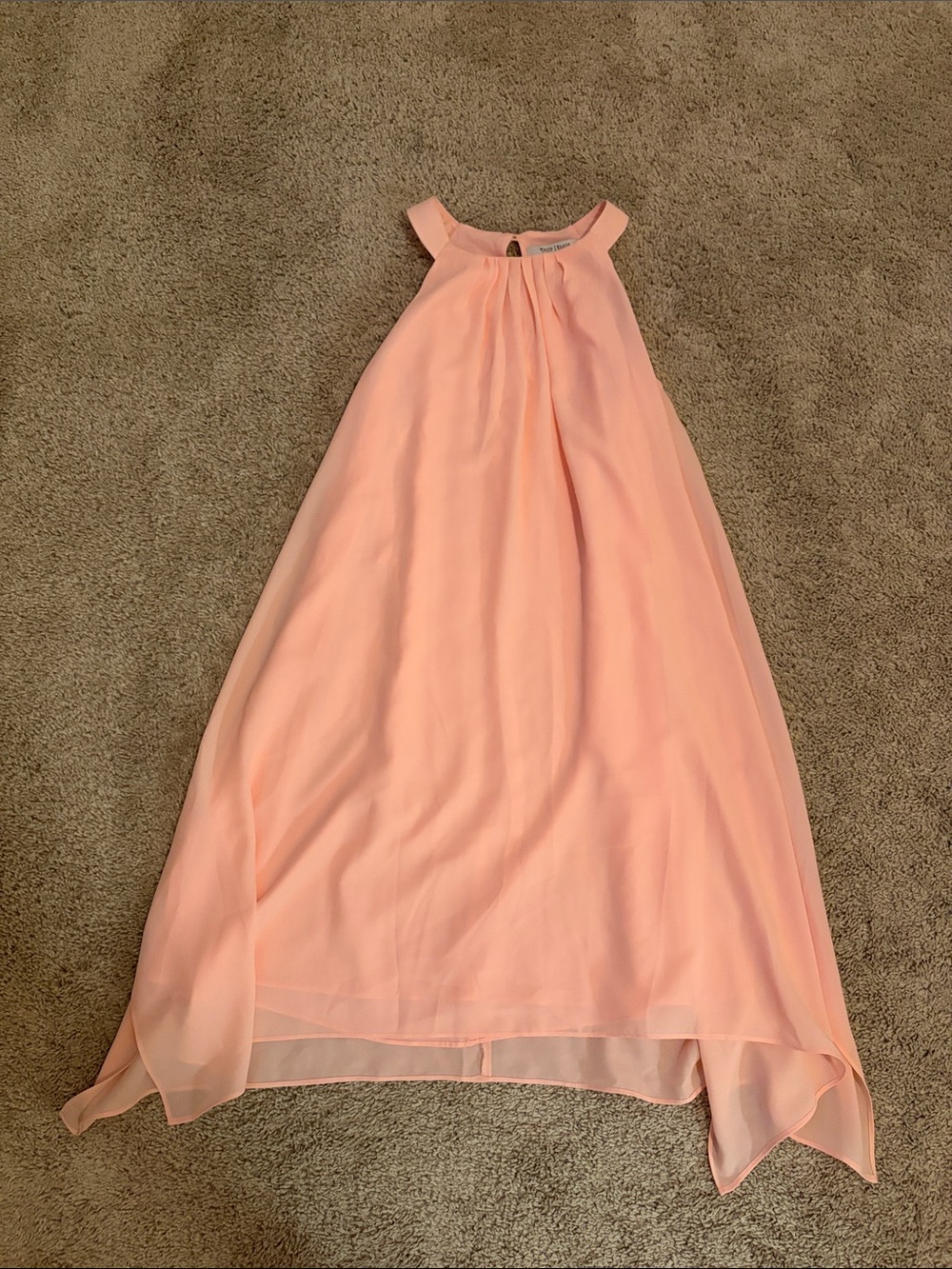 Women’s White House Black Market Peach Halter Neck Flowy Dress Size 2